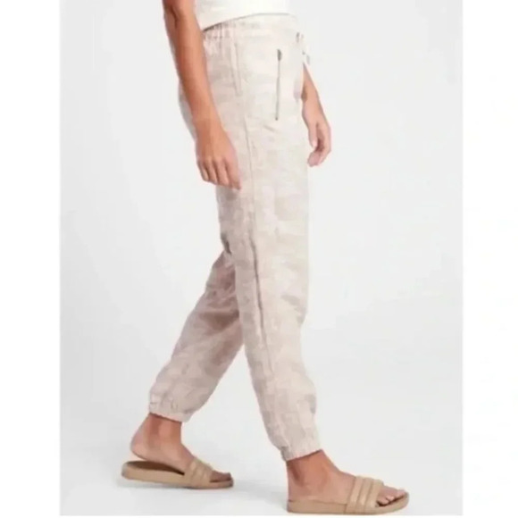 Athleta Cabo Tide Linen Jogger Tan Khaki Camo Print Size 4 - Picture 5 of 12
